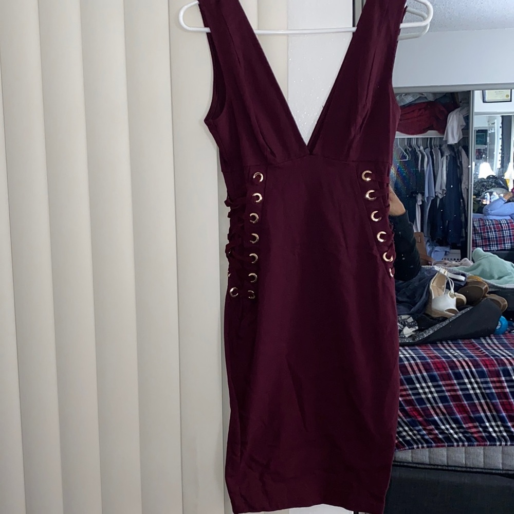Burgundy thigh length dress